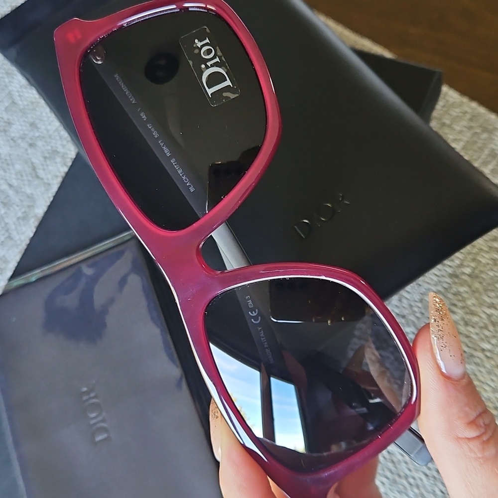 NWT Dior Homme Burgundy Sunglasses Black Aluminum Frame CD Logo - Picture 2 of 9